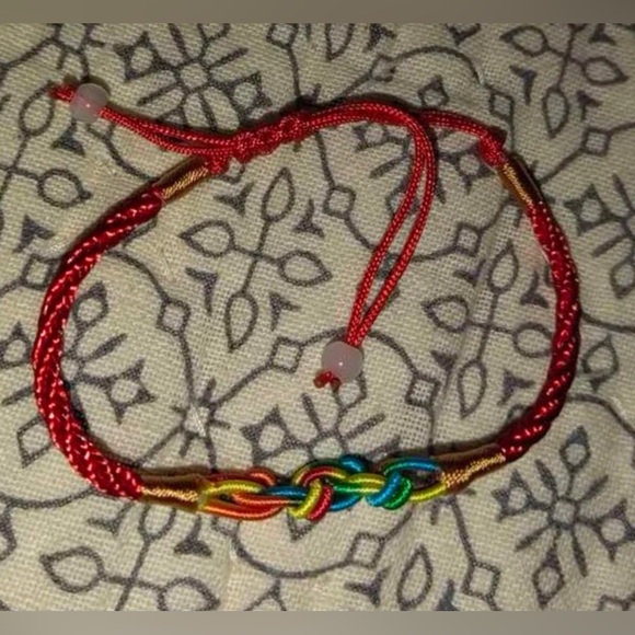 Tibetan Chinese Rainbow Ombre Red String Rope Cord Thread Braid Knot Bracelet - Picture 10 of 16
